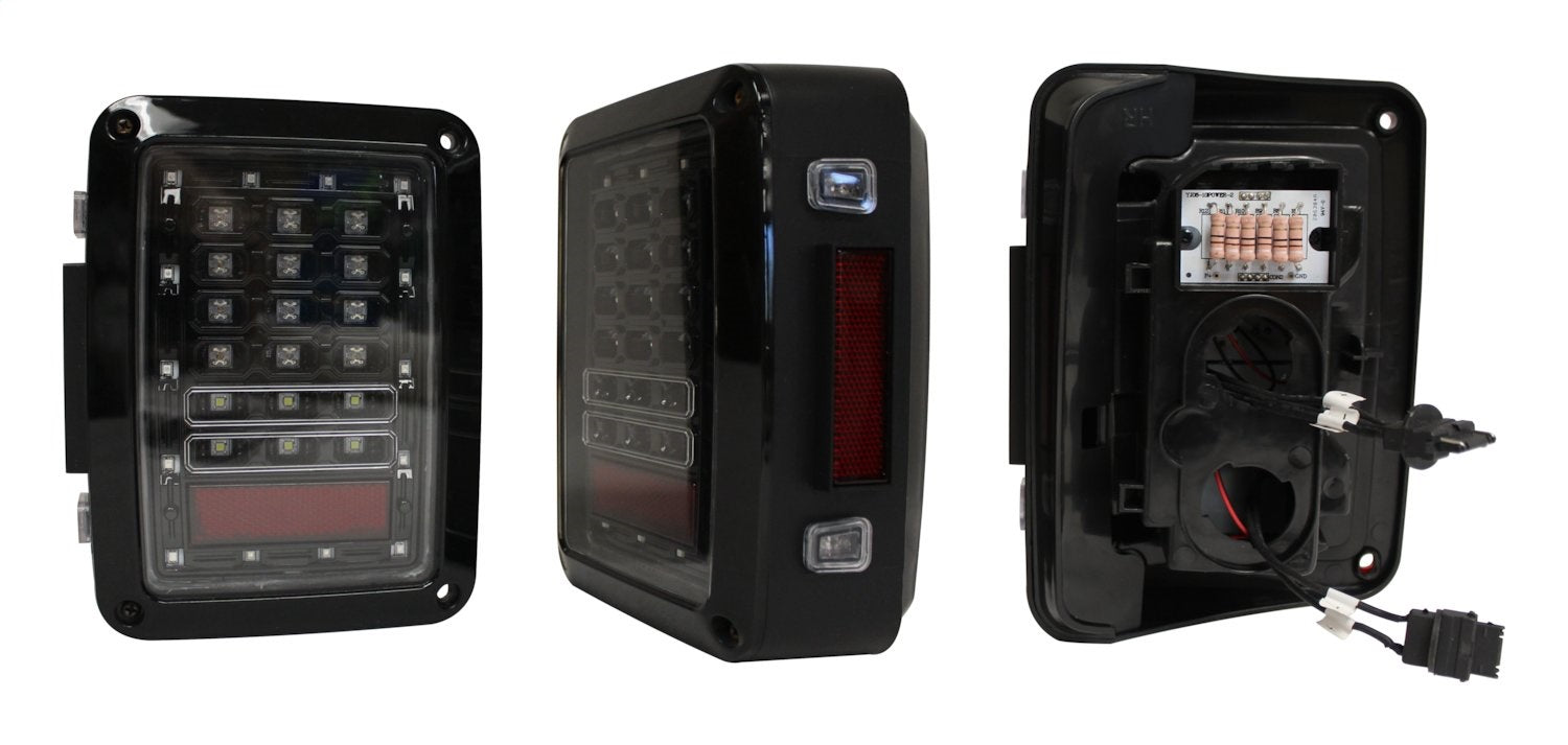 Tail Light Assembly 2007-2018 JK Wrangler Features 36 LEDs Clear Lenses w/Black Bezels Plug And Play Design RT Off Road