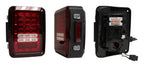 Tail Light Assembly 2007-2018 JK Wrangler Features 36 LEDs Red Lenses w/Black Bezels Plug And Play Design RT Off Road