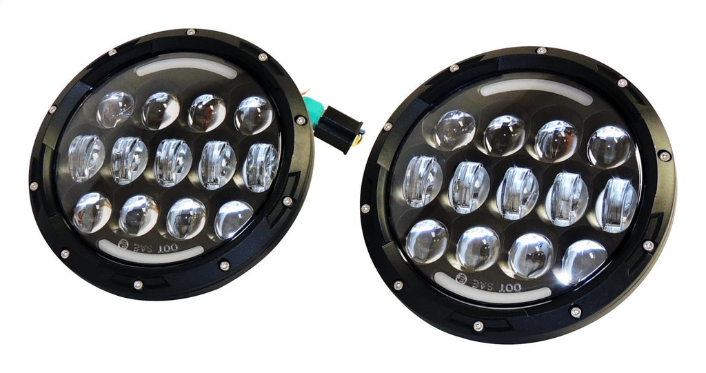Headlight Conversion Kit 2007-2018 JK Wrangler (Requires RT28098 As Well) 7 Inch LED Black Bezel w/ Polycarbonate Lens & H4 Connector RT Off Road