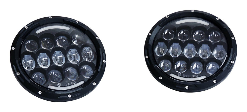 Headlight Conversion Kit 2007-2018 JK Wrangler (Requires RT28098 As Well) 7 Inch LED Black Bezel w/ Polycarbonate Lens & H4 Connector RT Off Road