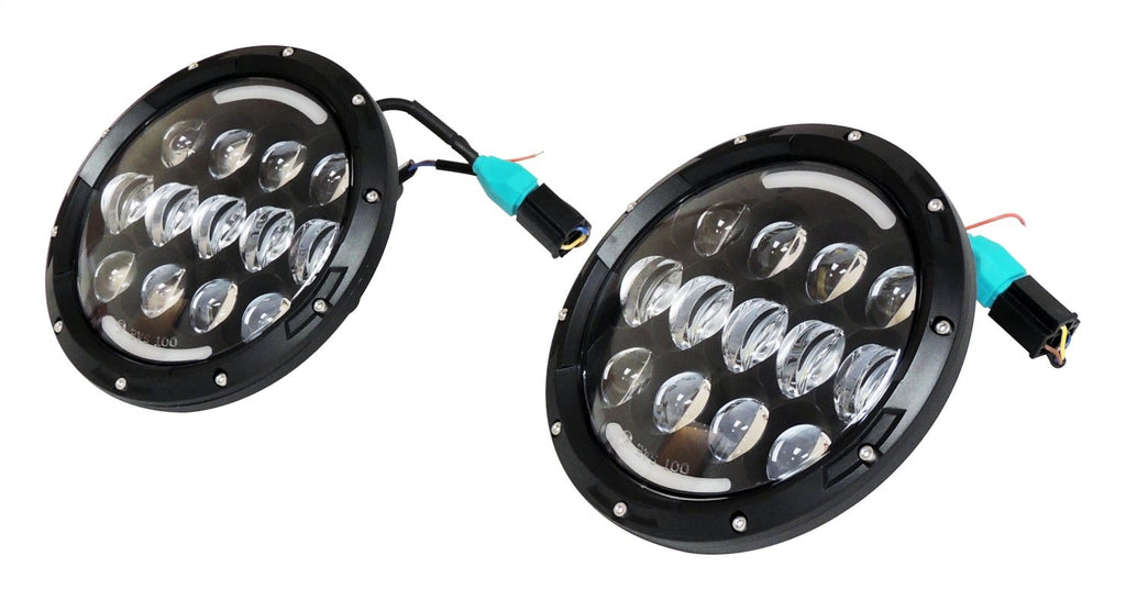 Headlight Conversion Kit 2007-2018 JK Wrangler (Requires RT28098 As Well) 7 Inch LED Black Bezel w/ Polycarbonate Lens & H4 Connector RT Off Road