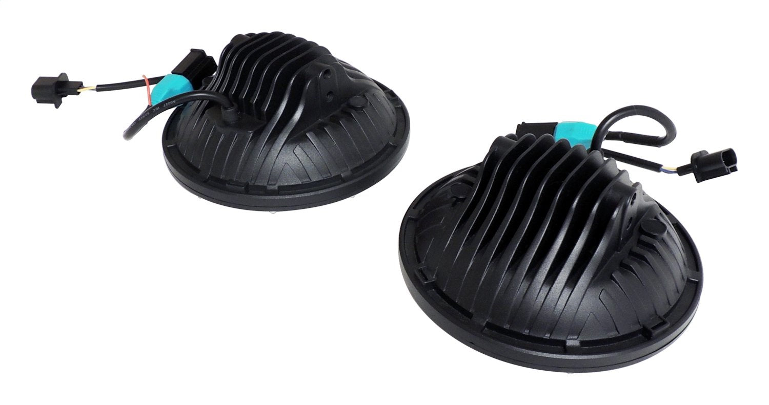 Headlight Conversion Kit 2007-2018 JK Wrangler (Requires RT28098 As Well) 7 Inch LED Black Bezel w/ Polycarbonate Lens & H4 Connector RT Off Road