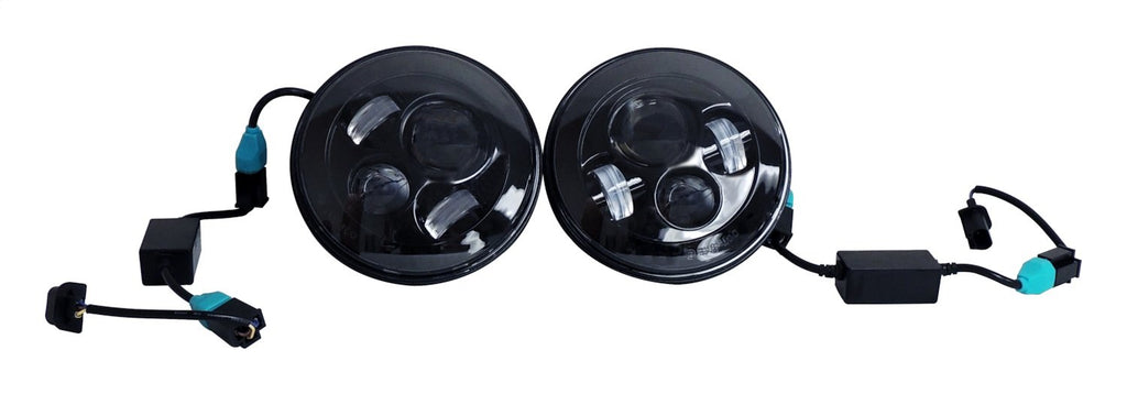 Headlight Conversion Kit 2007-2018 JK Wrangler 2 LED Headlights w/An H4 Connector/2 Canbus Modules/2 H4 To H13 Adapters 40W 12V RT Off Road