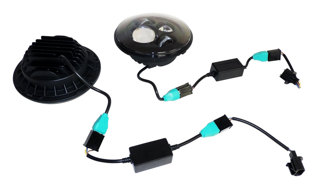 Headlight Conversion Kit 2007-2018 JK Wrangler 2 LED Headlights w/An H4 Connector/2 Canbus Modules/2 H4 To H13 Adapters 40W 12V RT Off Road