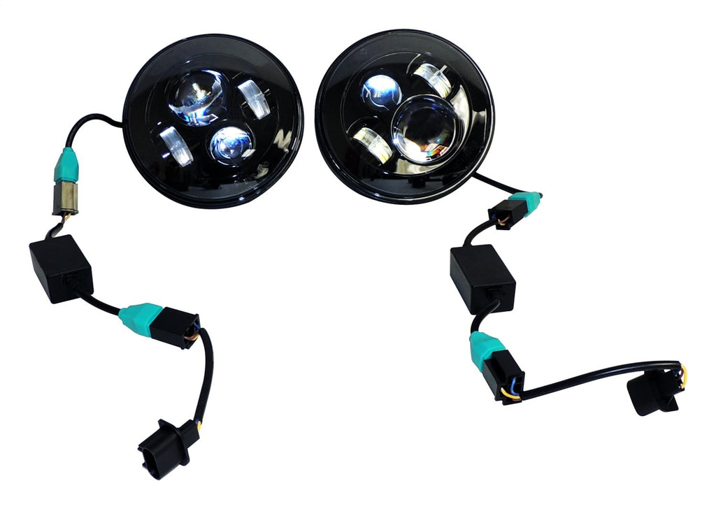 Headlight Conversion Kit 2007-2018 JK Wrangler 2 LED Headlights w/An H4 Connector/2 Canbus Modules/2 H4 To H13 Adapters 40W 12V RT Off Road