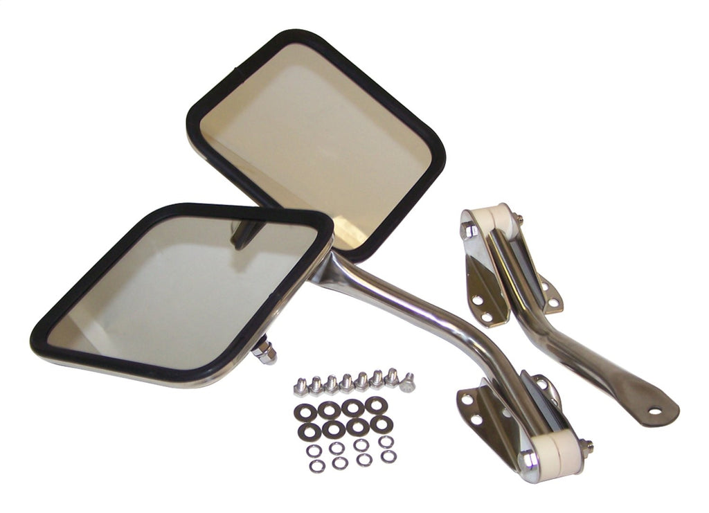 L & R Polished Stainless Steel Mirror Kit for 55-95 Jeep CJs, YJ Wrangler RT Off Road