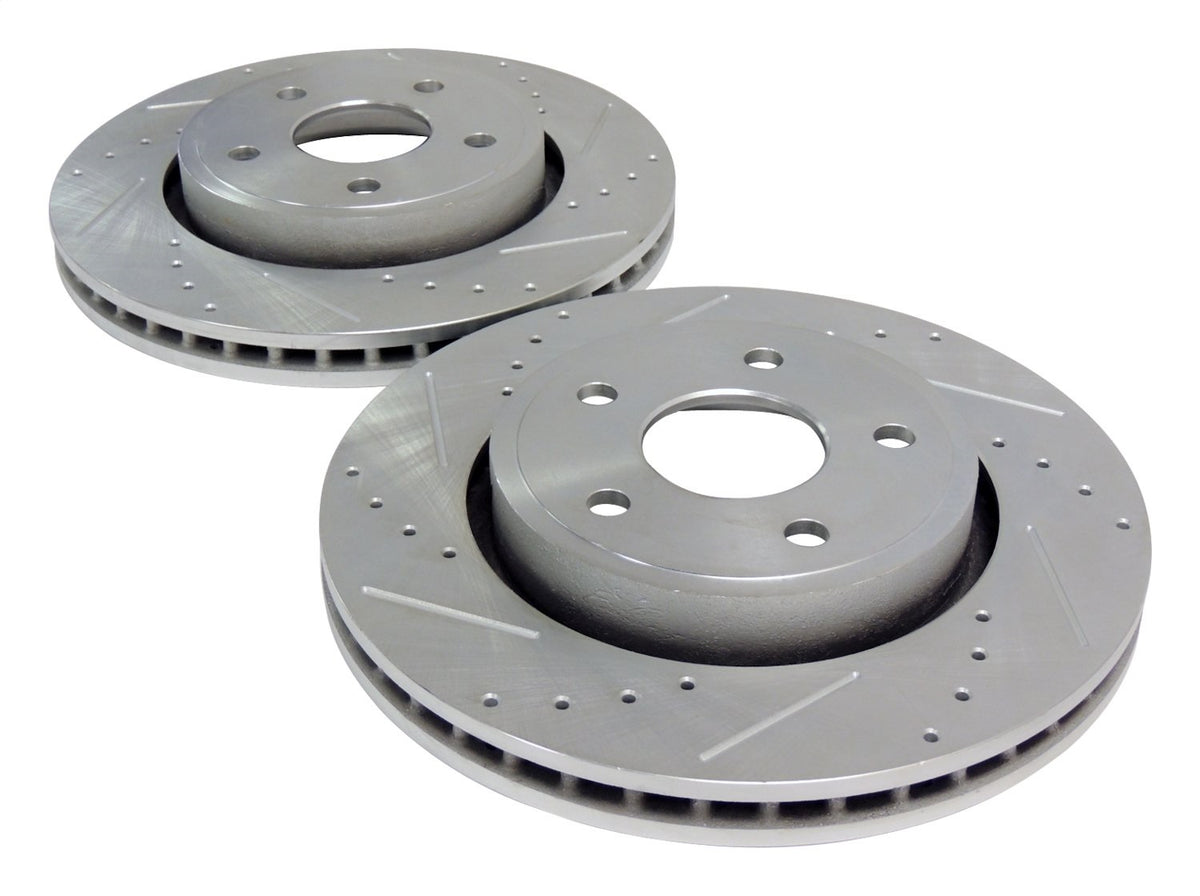 Performance Front Cross Drilled & Slotted Rotor Set for Jeep WK, XK w/o SR8 Pkg RT Off Road