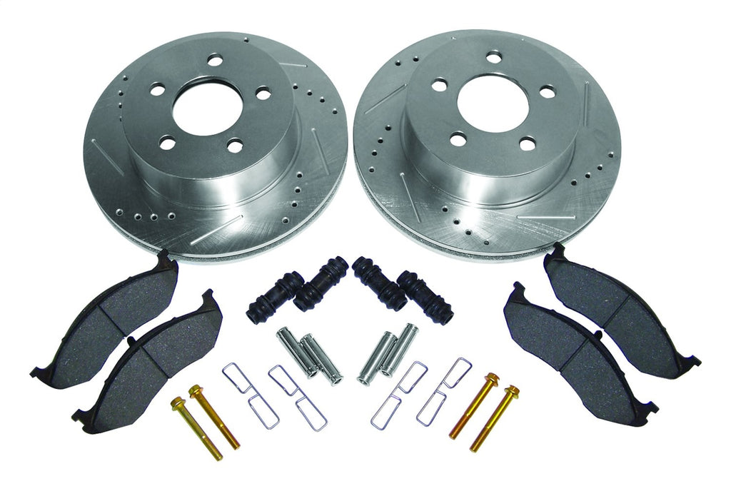 Front Performance Brake Kit for Jeep TJ, XJ, Drilled & Slotted Rotors & Hardware RT Off Road