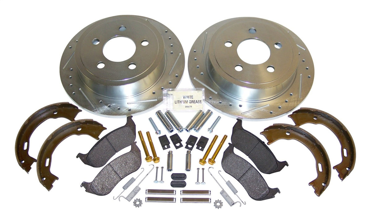 Rear Performance Brake Kit for Jeep TJ, KJ, Drilled & Slotted Rotors & Hardware RT Off Road