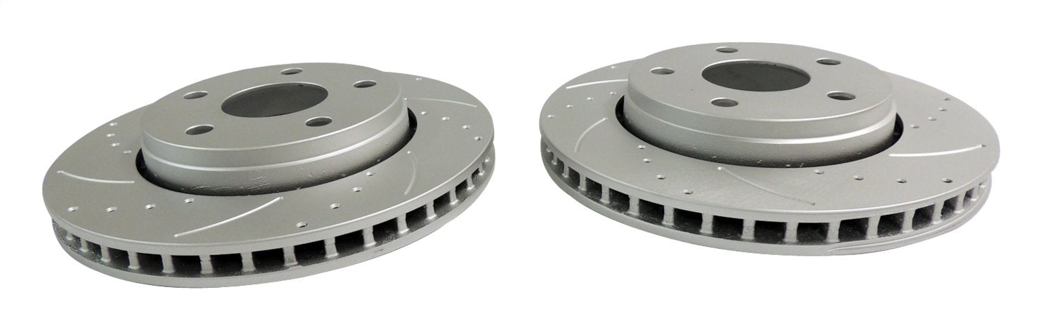 Front High Performance Cross Drilled & Slotted Rotor Set for 07-18 Jeep JK RT Off Road