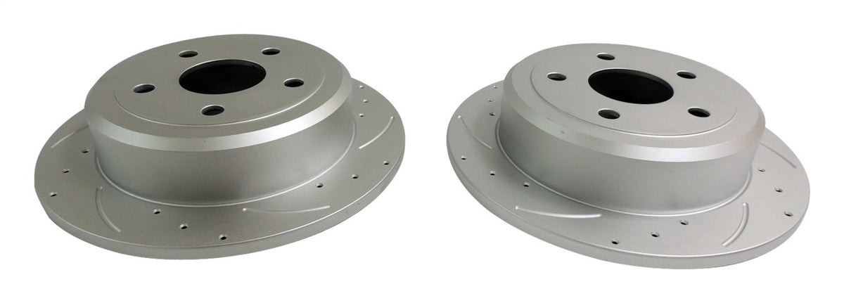 Rear High Performance Rear Cross Drilled & Slotted Rotor Set for 07-18 Jeep JK RT Off Road