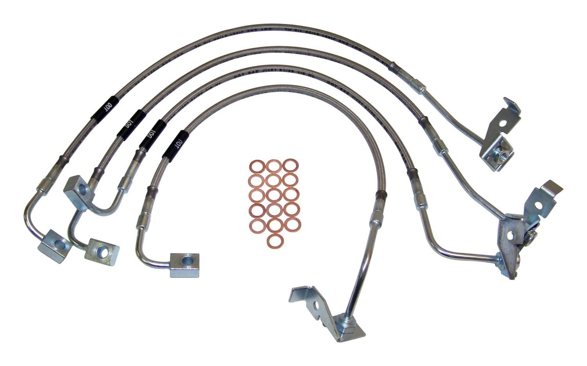 Stainless Steel Brake Hose Kit for 07-10 Jeep JK Wrangler w/ Up to 6 inch Lift RT Off Road