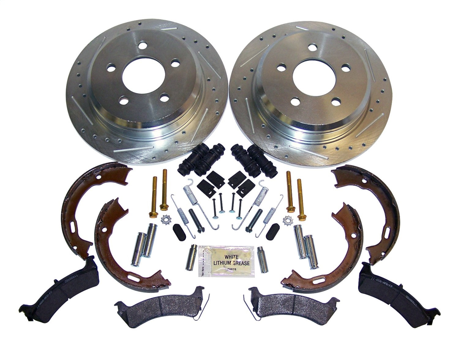 Rear Performance Brake Kit for Jeep ZJ, ZG, Drilled & Slotted Rotors & Hardware RT Off Road