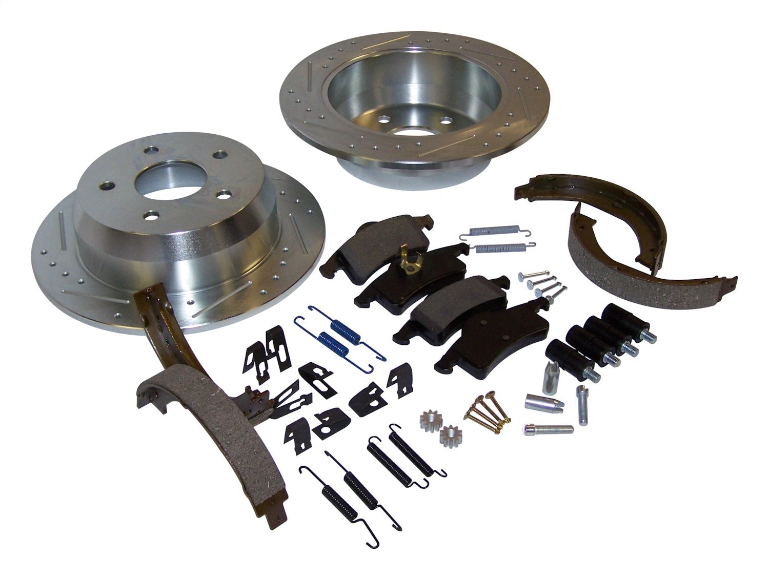 Rear Performance Brake Kit for Jeep WJ, WG, Drilled & Slotted Rotors & Hardware RT Off Road