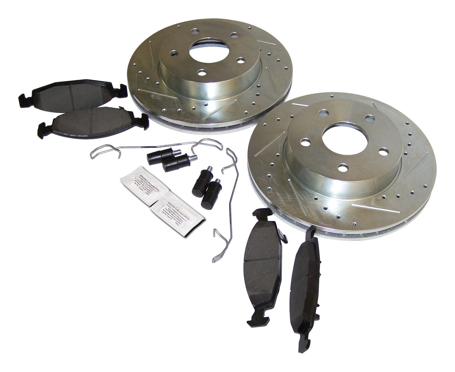Front Performance Brake Kit for 2001-2002 WG (Europe) Grand Cherokee Drilled & Slotted Rotors & Hardware RT Off Road