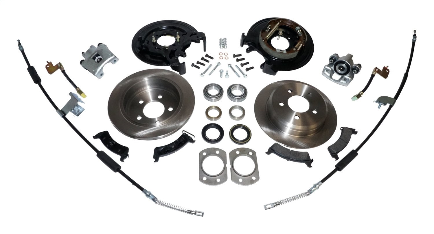 Brake Conversion Kit 1997-2006 TJ Wrangler Rotors/Pads/Calipers/Backing Plates/Parking Brake Shoes/Brake Hoses/Parking Brake Cables/Shaft Bearings/Seals Retaining Ring Hardware Dana 44 RT Off Road
