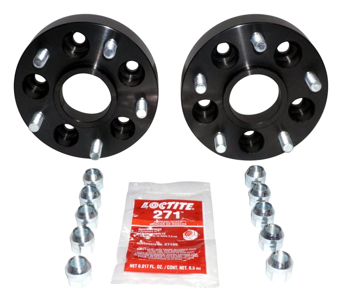 Wheel Adapter 2008-2012 KK Liberty 2 Wheel Adapters And 10 Nuts 1-1/2 Inch Thick Adapts 5 On 4.5 Inch To 5 On 5 in. Black Anodized RT Off Road