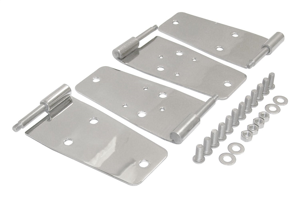 Door Hinge Set, Left & Right Front Upper & Lower Door Side Polished Stainless Steel Set Of 4 w/Hardware RT Off Road