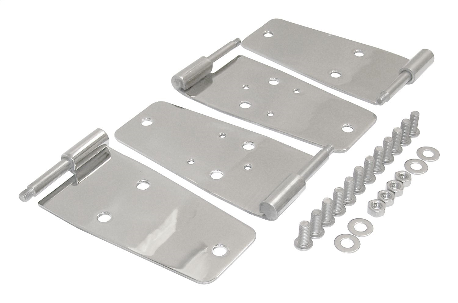 Door Hinge Set, Left & Right Front Upper & Lower Door Side Polished Stainless Steel Set Of 4 w/Hardware RT Off Road
