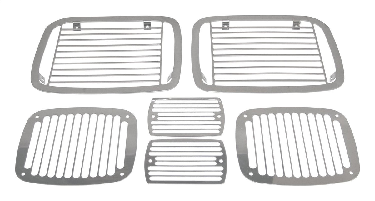 Headlight / Tail Light Guard Set 1987-1995 YJ Wrangler Billet Stainless Steel RT Off Road