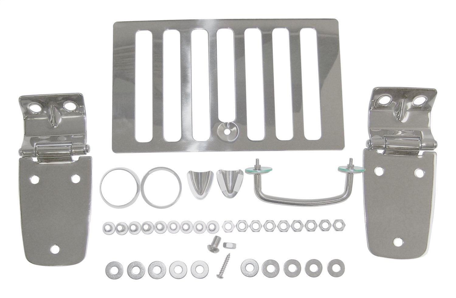 Hood Appearance Set 1998-2006 TJ Wrangler Hinges/Catches/Vent Cover/Footman Loop/Windshield Stops/Hardware Stainless Steel RT Off Road