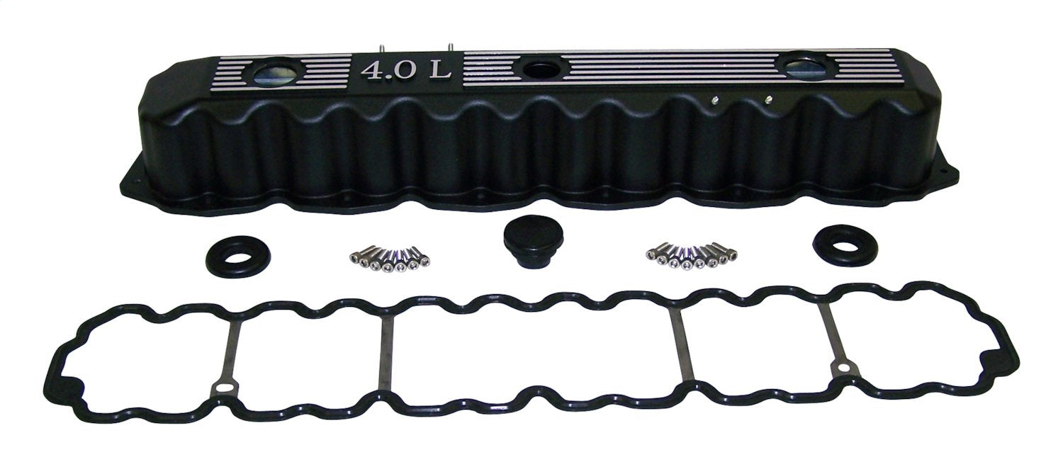 Black Aluminum Valve Cover Kit for Multiple Jeep Models w/ 4.0L Engine RT Off Road