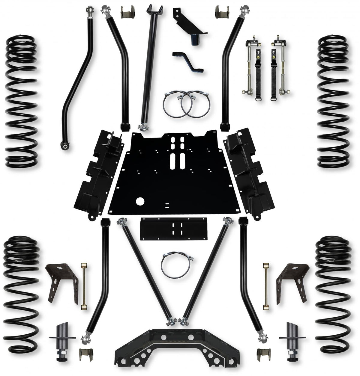3.5 Inch X-Factor X2 Flat-Belly 5 Inch Stretch Long-Arm Suspension System For Jeep Wrangler TJ With No Shocks Rock Krawler