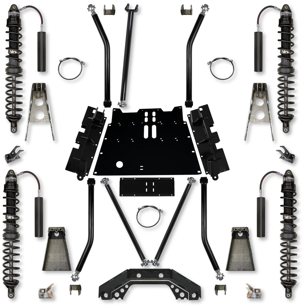 3.5 Inch X-Factor X2 Flat-Belly 5 Inch Stretch Coilover Long-Arm Suspension System For Jeep Wrangler TJ Trail Runner System Stage 1 Rock Krawler