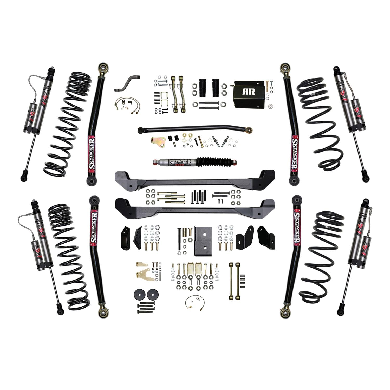 4 Inch Suspension Lift System With ADX 2.0 Remote Reservoir Shocks 97-06 Jeep Wrangler TJ Skyjacker