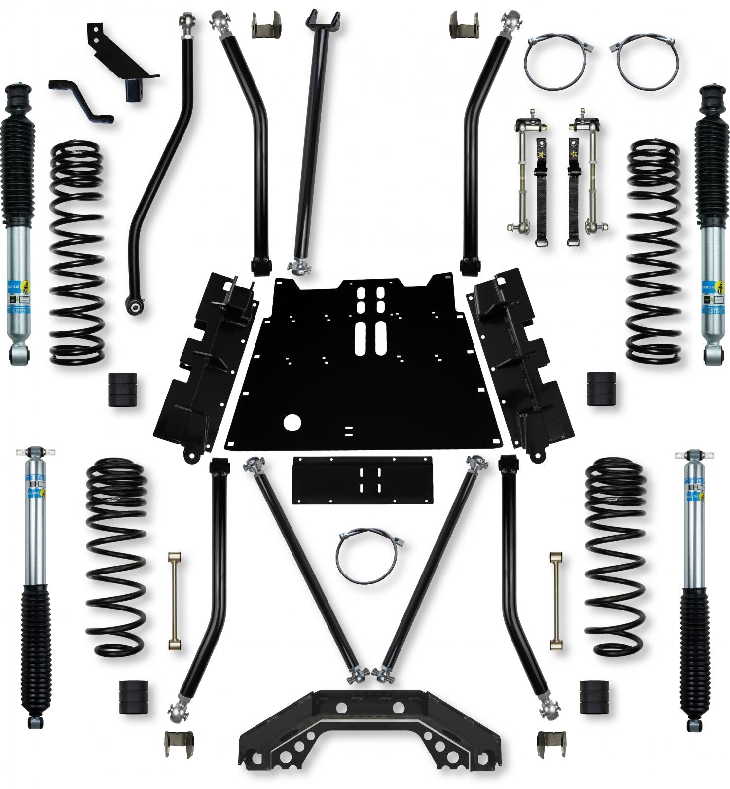 4.5 Inch X-Factor X2 Flat-Belly Long-Arm Suspension System For Jeep Wrangler TJ With Bilstein Shocks Rock Krawler