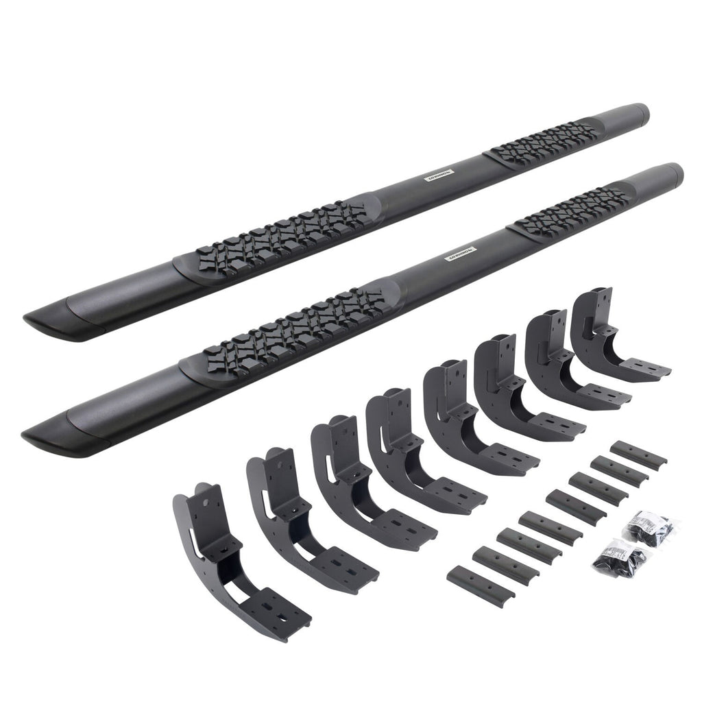 V3 Series Aluminum 5 Inch Elipse Side Steps with Mounting Brackets Textured Black 2019-2026 Silverado/Sierra 1500/2500 HD Go Rhino