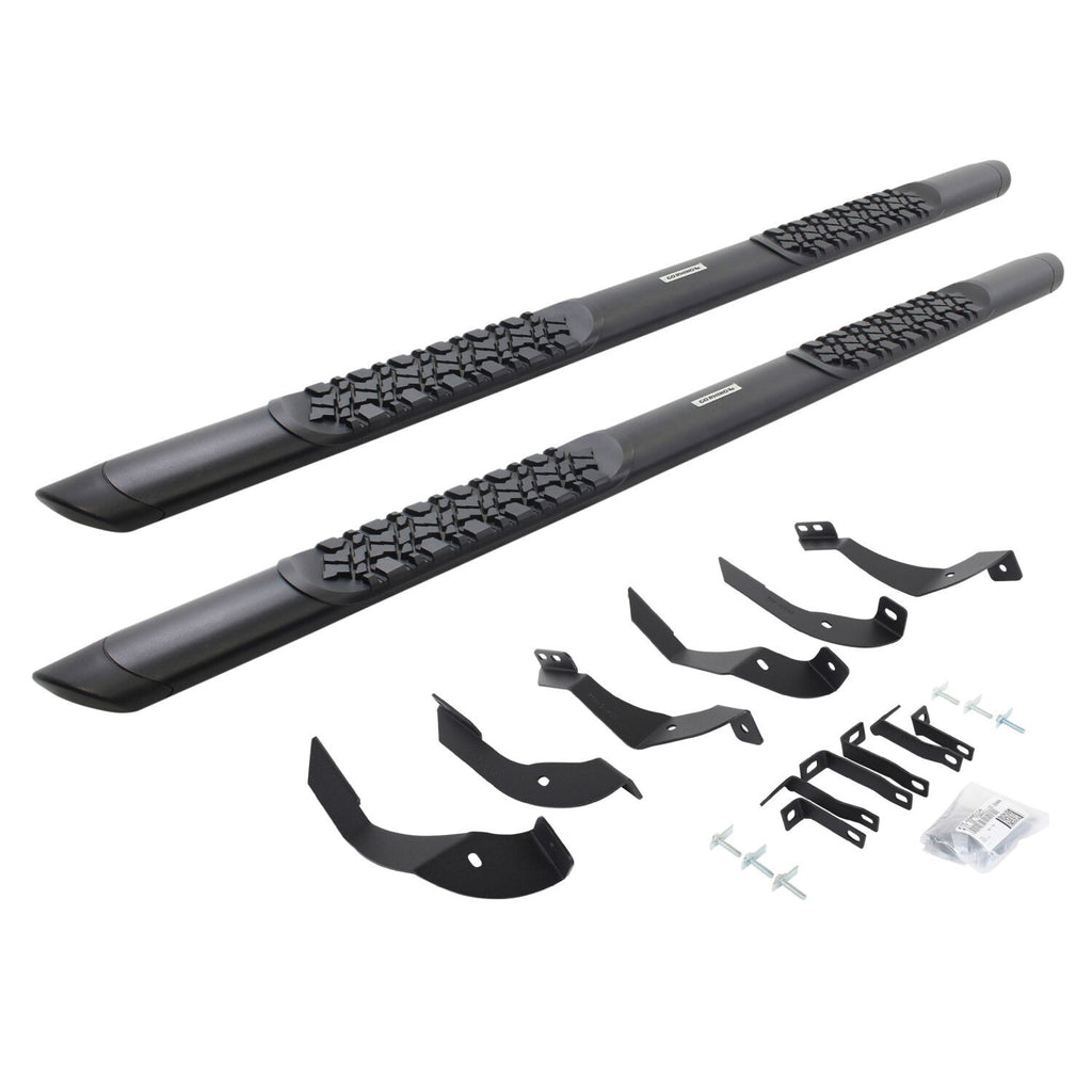 V3 Series Aluminum 5 Inch Elipse Side Steps with Mounting Brackets Textured Black 2015-2019 Silverado/Sierra 2500 HD Go Rhino