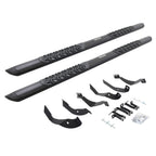 V3 Series Aluminum 5 Inch Elipse Side Steps with Mounting Brackets Textured Black 2015-2019 Silverado/Sierra 2500 HD Go Rhino