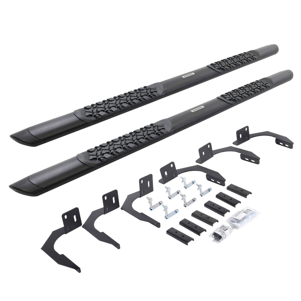 V3 Series Aluminum 5 Inch Elipse Side Steps with Mounting Brackets Textured Black 2009-2010 Dodge Ram 1500/2500/3500 Crew Cab Go Rhino