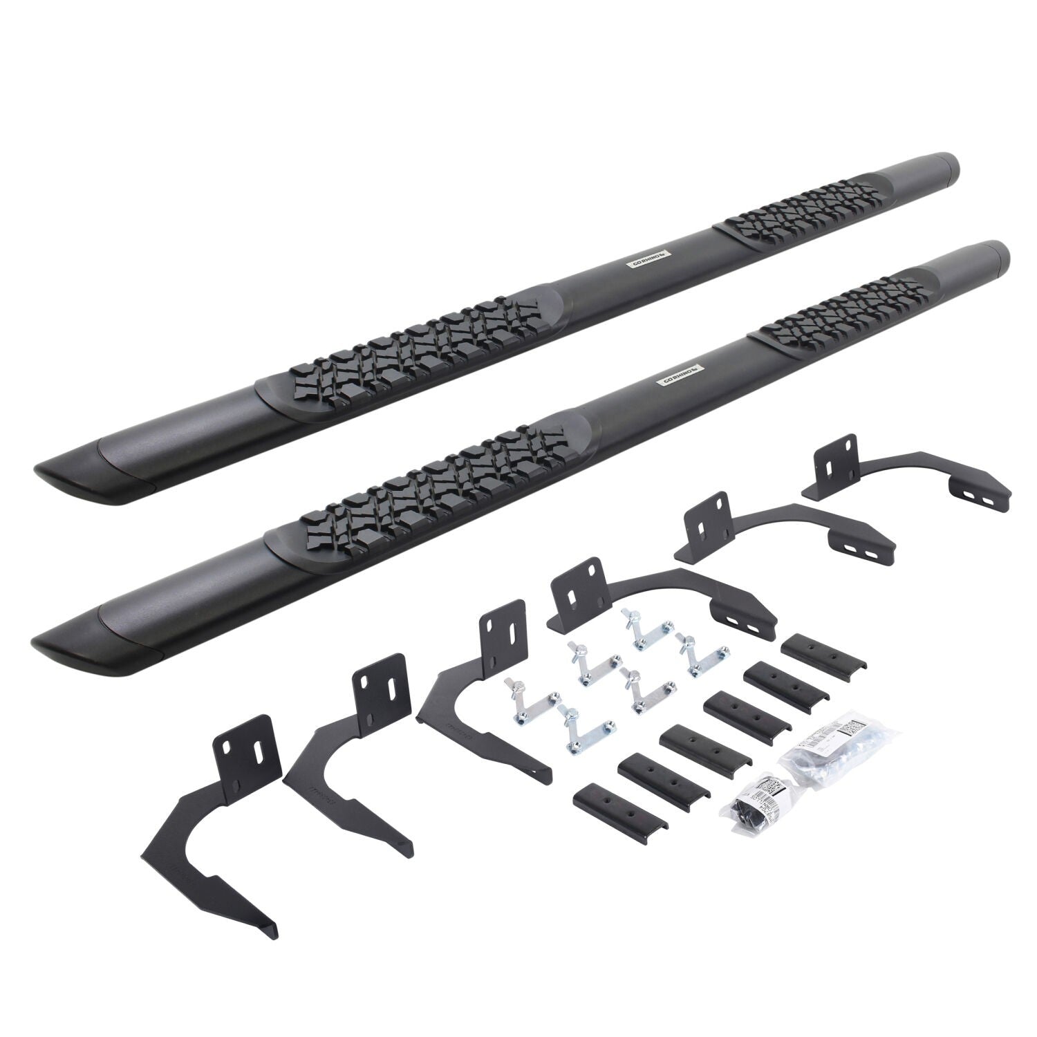 V3 Series Aluminum 5 Inch Elipse Side Steps with Mounting Brackets Textured Black 2009-2010 Dodge Ram 1500/2500/3500 Crew Cab Go Rhino