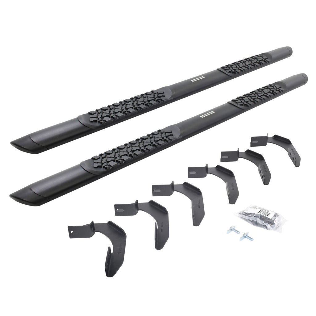 V3 Series Aluminum 5 Inch Elipse Side Steps with Mounting Brackets Textured Black 2004-2014 Ford F-150 Extended Cab Go Rhino