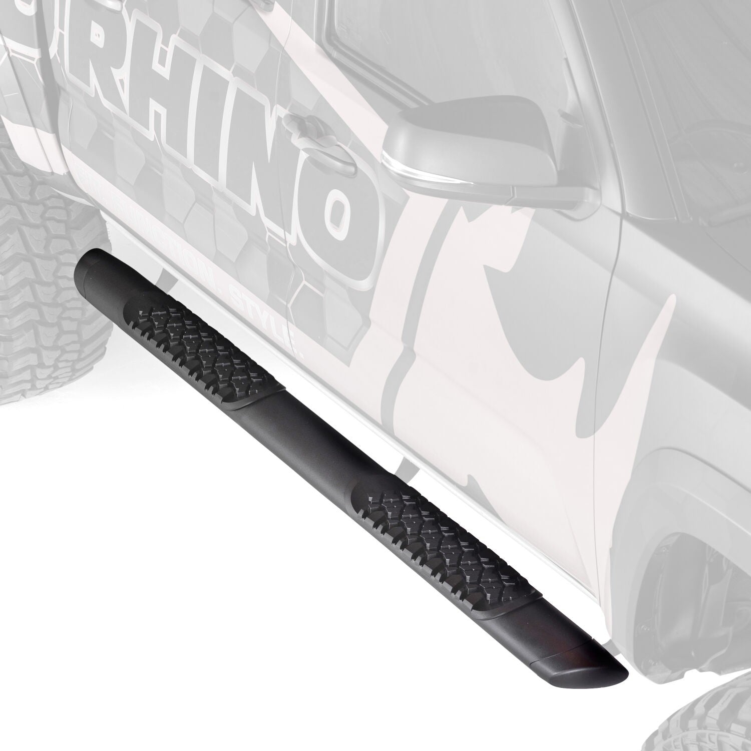 V3 Series Aluminum 5 Inch Elipse Side Steps with Mounting Brackets Textured Black 2004-2014 Ford F-150 Extended Cab Go Rhino