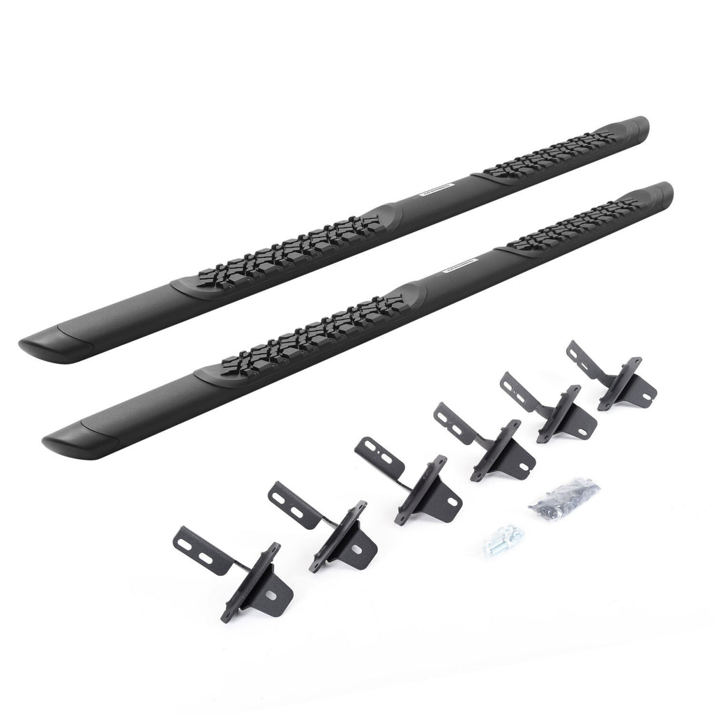 V3 Series Aluminum 5 Inch Elipse Side Steps with Mounting Brackets Textured Black 2021-2025 Ford Bronco 4 Door Go Rhino