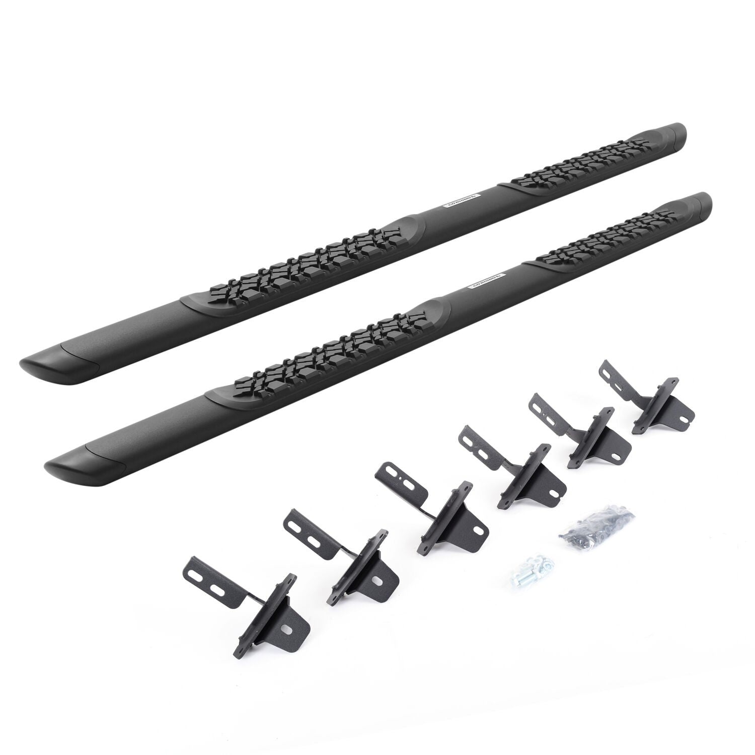 V3 Series Aluminum 5 Inch Elipse Side Steps with Mounting Brackets Textured Black 2021-2025 Ford Bronco 4 Door Go Rhino