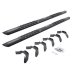 V3 Series Aluminum 5 Inch Elipse Side Steps with Mounting Brackets Textured Black 2004-2014 Ford F-150 Crew Cab Go Rhino