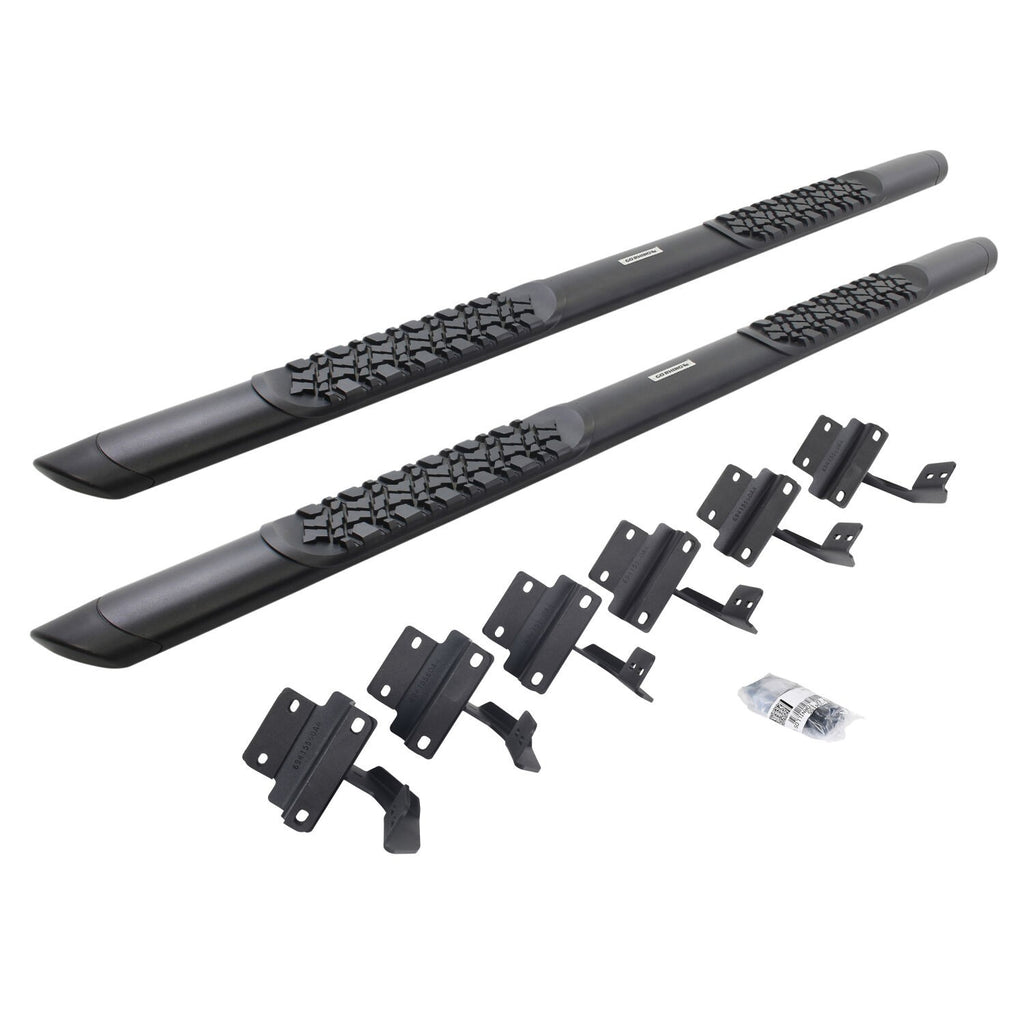 V3 Series Aluminum 5 Inch Elipse Side Steps with Mounting Brackets Textured Black 2015-2026 Ford F-150/ F-250/F-350 Crew Cab Go Rhino
