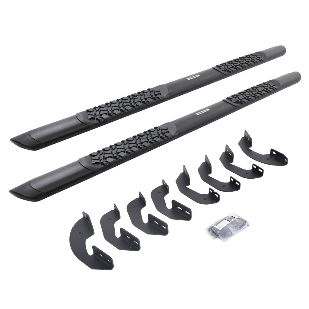 V3 Series Aluminum 5 Inch Elipse Side Steps with Mounting Brackets Textured Black 2007-2021 Toyota Tundra Extended Cab Go Rhino