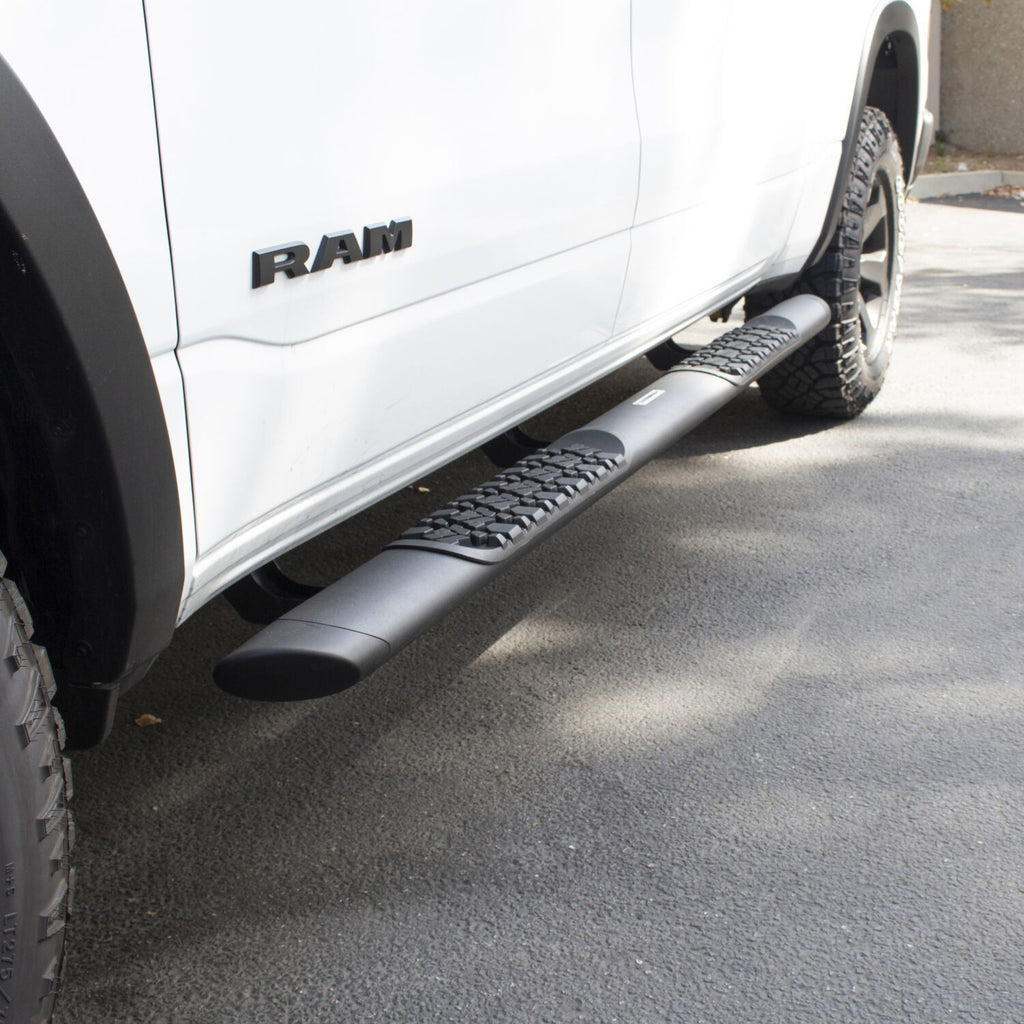 V3 Series Aluminum 5 Inch Elipse Side Steps with Mounting Brackets Textured Black 2007-2021 Toyota Tundra Crew Cab Go Rhino