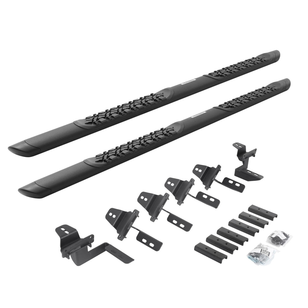 V3 Series Aluminum 5 Inch Elipse Side Steps with Mounting Brackets Textured Black For 2007-2018 Jeep Wrangler JK 4 door Go Rhino