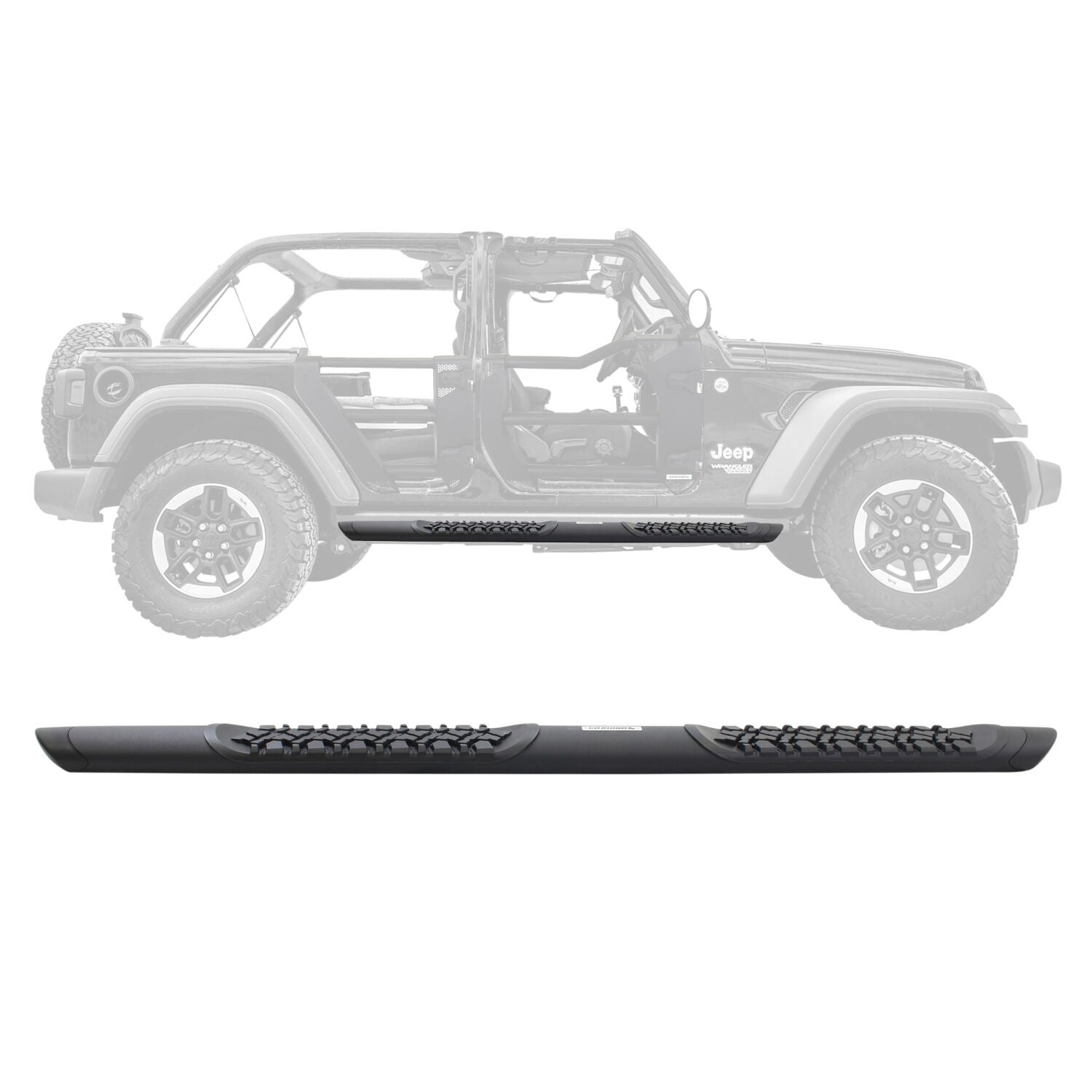 V3 Series Aluminum 5 Inch Elipse Side Steps with Mounting Brackets Textured Black 2018-2026 Jeep Wrangler Go Rhino