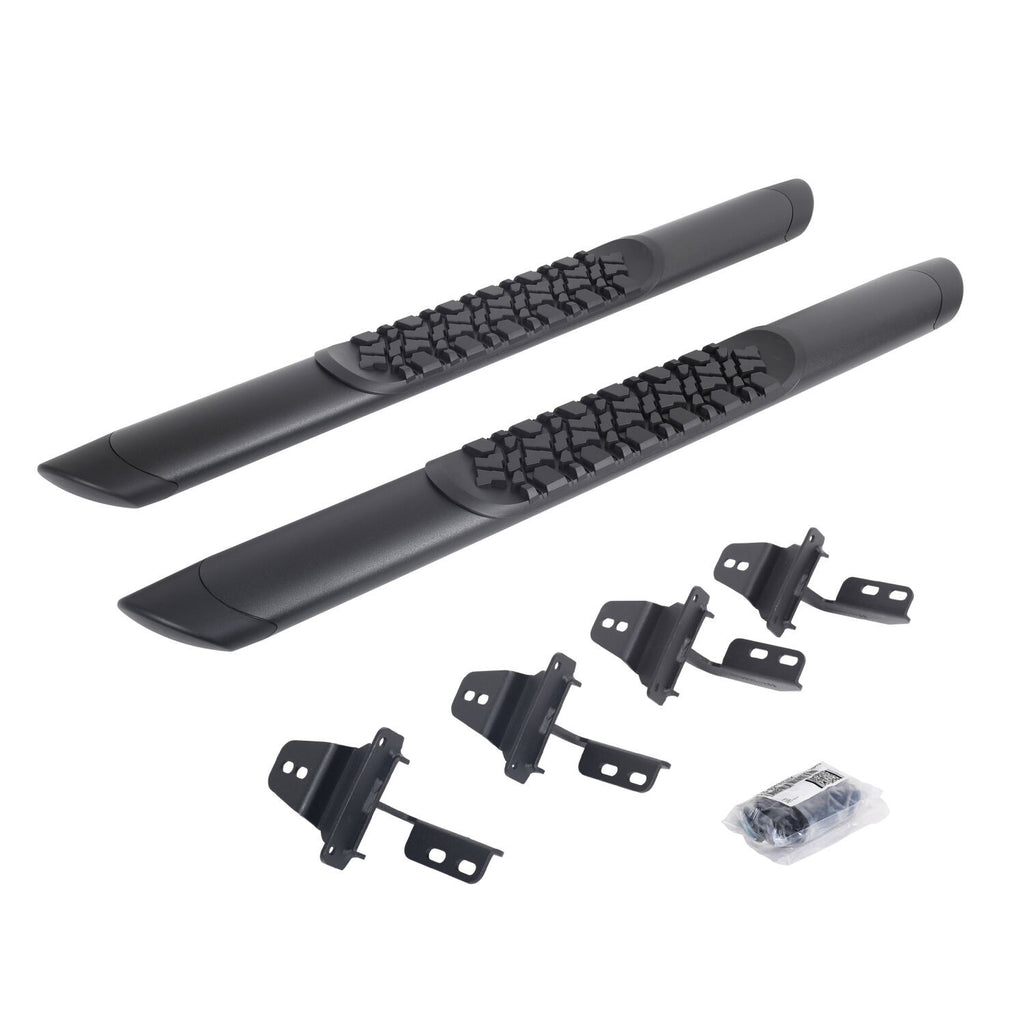 V3 Series Aluminum 5 Inch Elipse Side Steps with Mounting Brackets Textured Black For 2007-2018 Jeep Wrangler JK 2 door Go Rhino