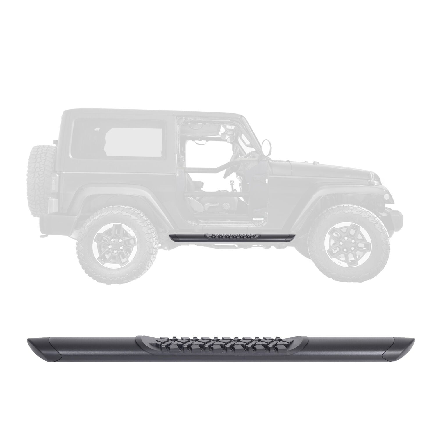 V3 Series Aluminum 5 Inch Elipse Side Steps with Mounting Brackets Textured Black For 2007-2018 Jeep Wrangler JK 2 door Go Rhino