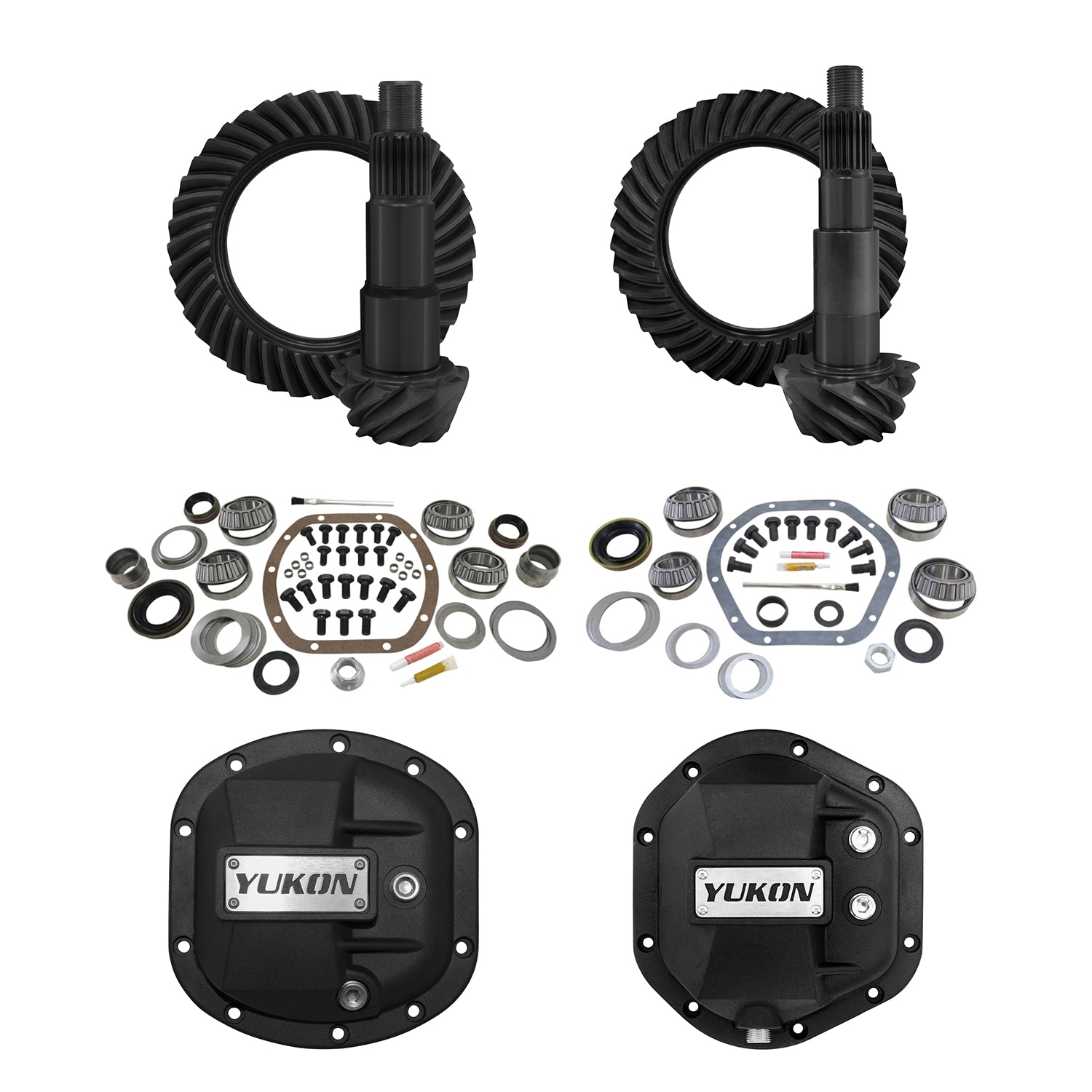 Stage 2 Jeep JK Re-Gear Kit W/Diff Covers For Dana 30/44 4.56 Ratio JK Non-Rubicon D30/D44 Stage 2 Gear Kit Package 4.56 Ratio W/ F&R Covers Yukon Gear