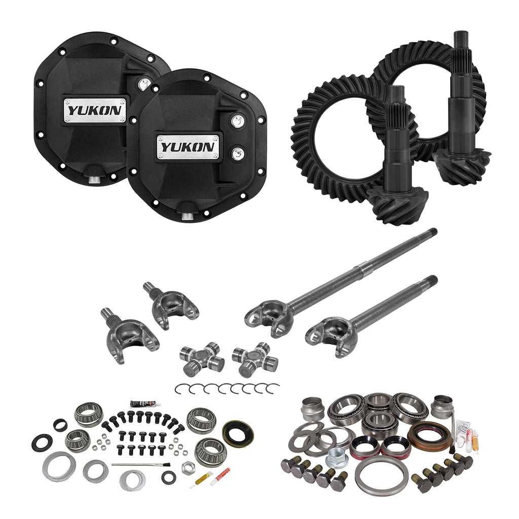 Stage 3 Jeep JK Re-Gear Kit W/Covers Front Axles Dana 44 4.56 Ratio JK Rubicon D44 Stage 3 Gear Kit Package 4.56 Ratio F&R Covers & 4340 Front Axles Yukon Gear