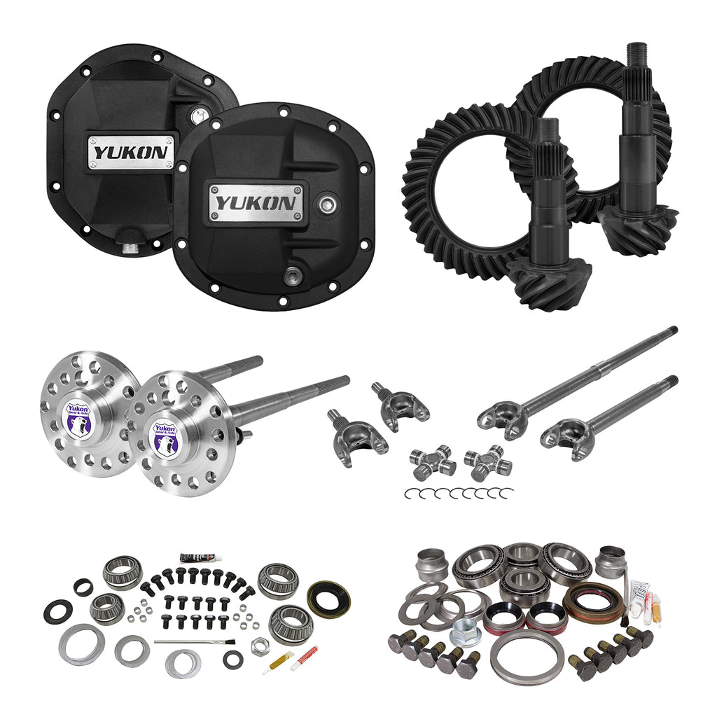 Stage 4 Jeep JK Re-Gear Kit W/Covers & Fr/Rr Axles Dana 30/44 4.11 Ratio JK Non-Rubicon D30/D44 Stage 4 Gear Kit Package 4.11 Ratio F&R Covers & 4340 F&R Axle Kits Yukon Gear
